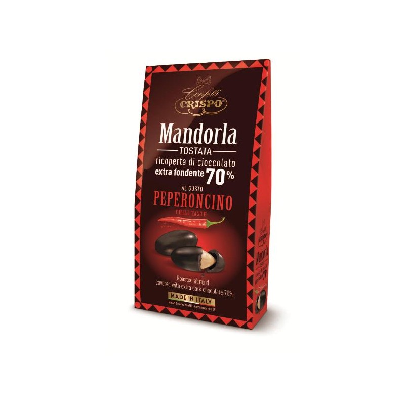 DRAGEES MANDORLA RICOPERTA CIOCCOLATO FONDENTE AL PEPERONCINO 130gr [0151330-00.jpg]