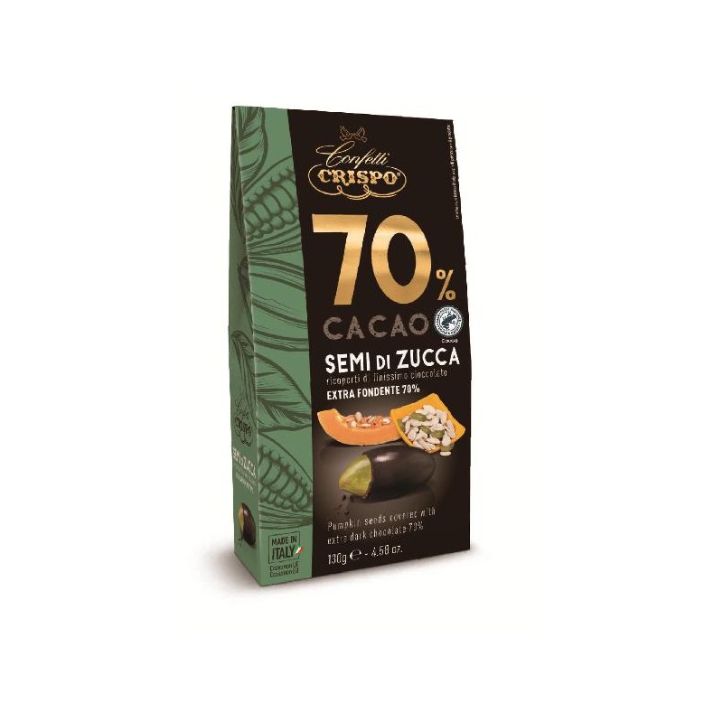 DRAGEES SEMI DI ZUCCA 130gr RICOPERTI CIOCCOLATO FONDENTE 70 [0151335-00.jpg]